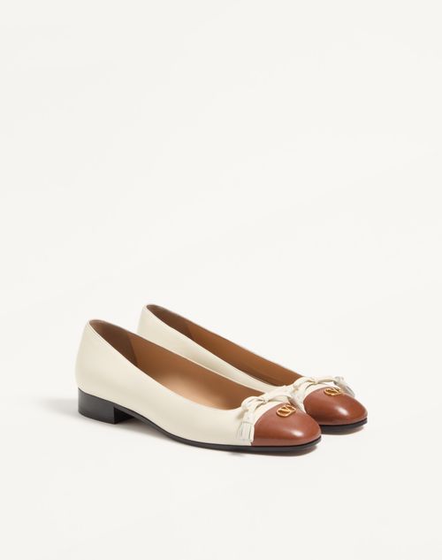Valentino Garavani - Valet Du Roi Kidskin Ballerina 25mm - Butter/tobacco - Woman - Ballerinas